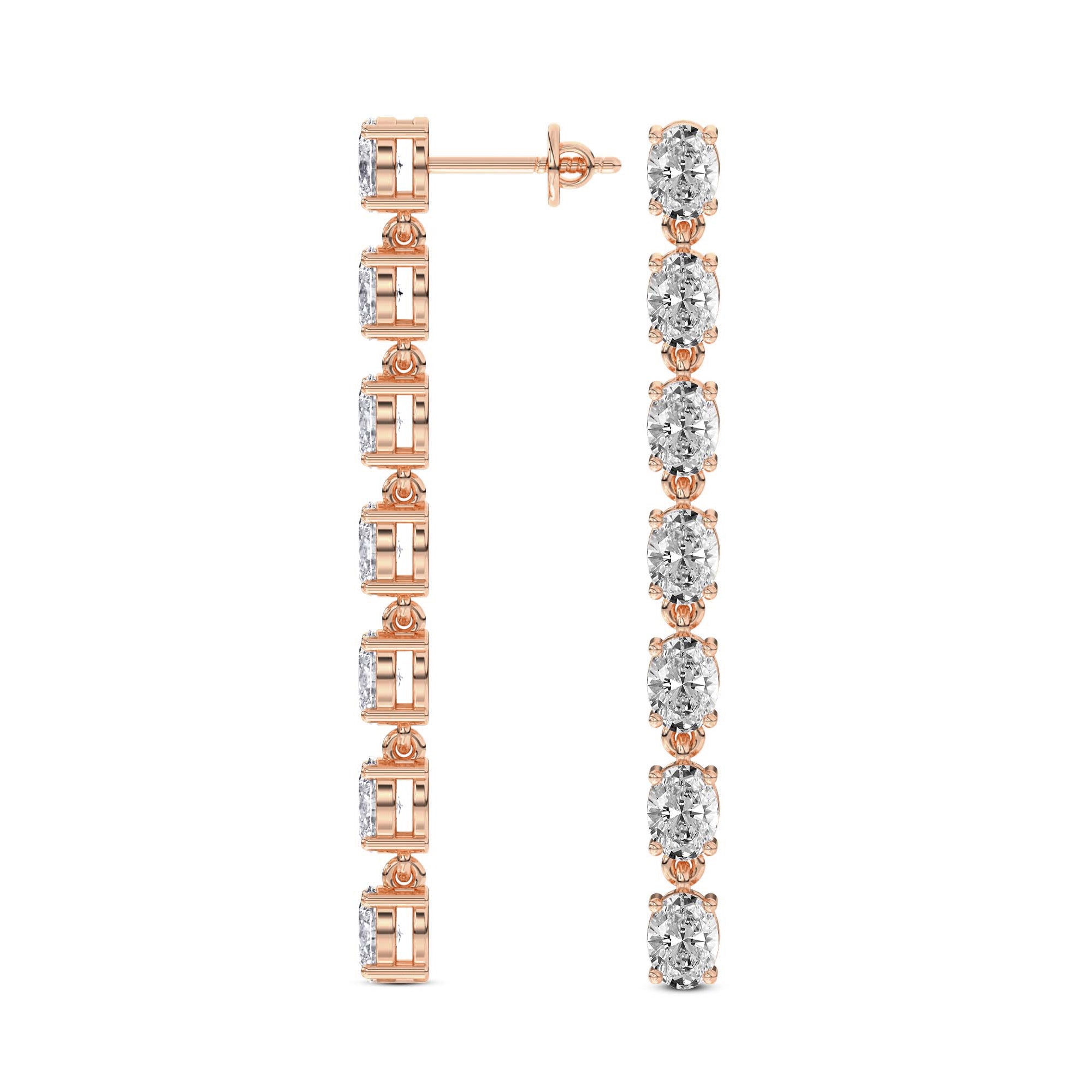 2.1 Carat Oval Grace Line Earrings 14K - Rose Gold