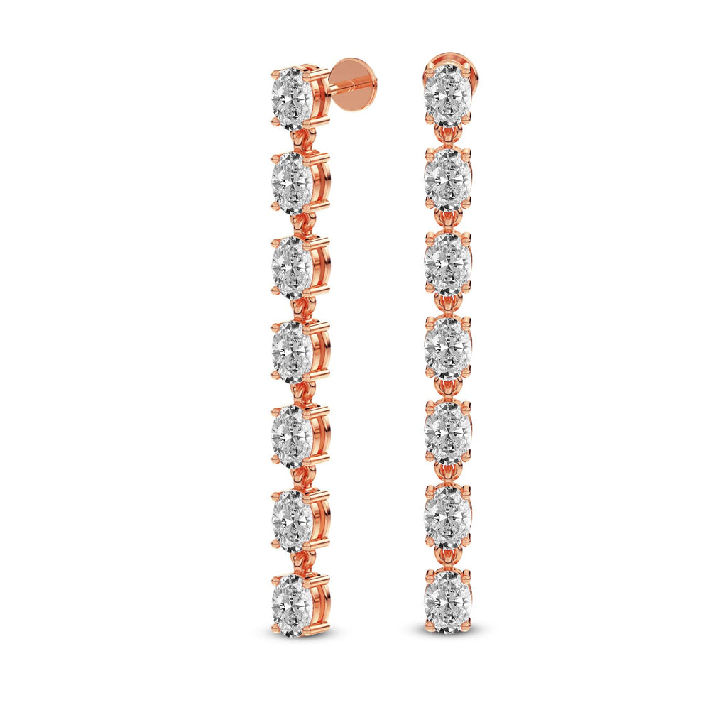 2.1 Carat Oval Grace Line Earrings 14K - Rose Gold