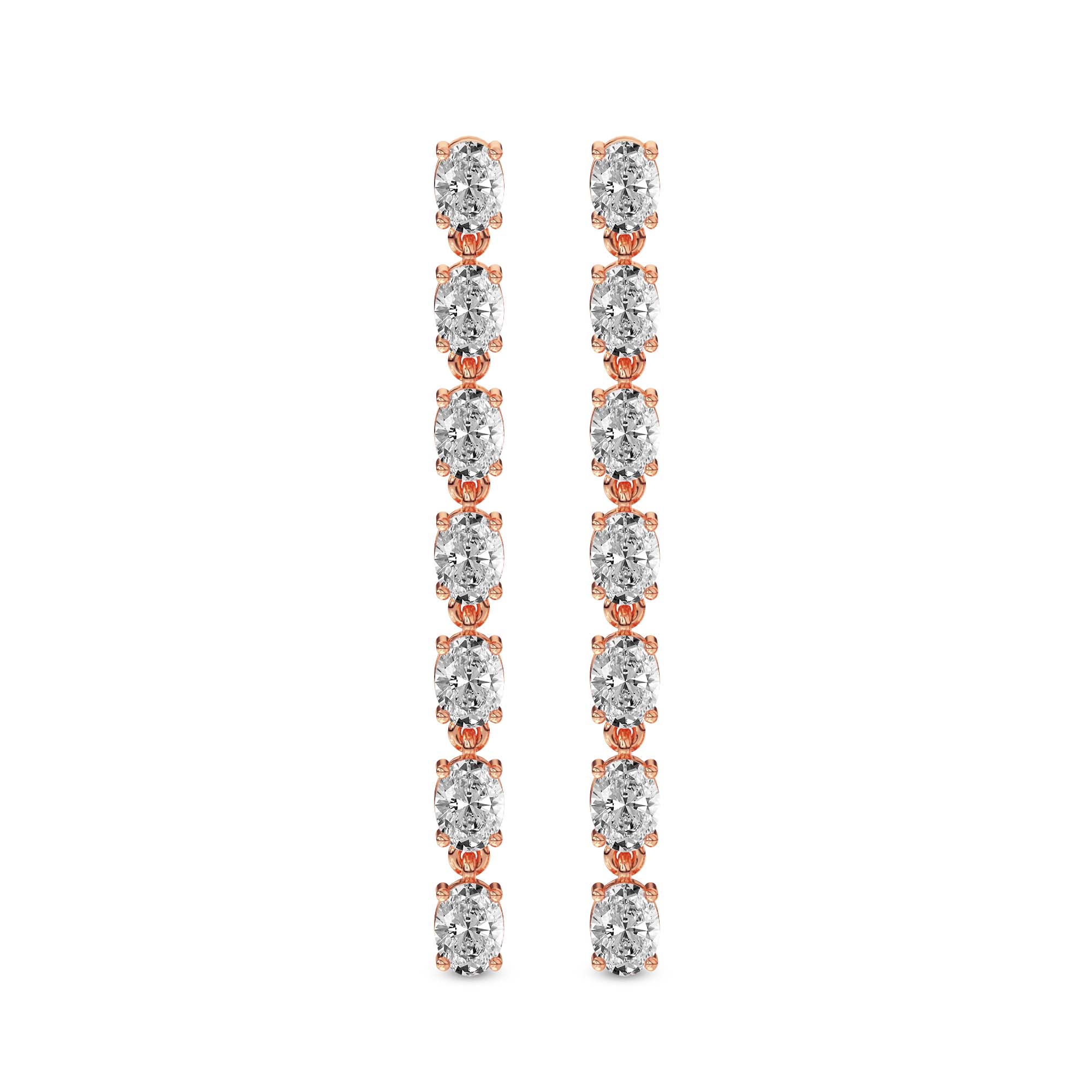 2.1 Carat Oval Grace Line Earrings 14K - Rose Gold