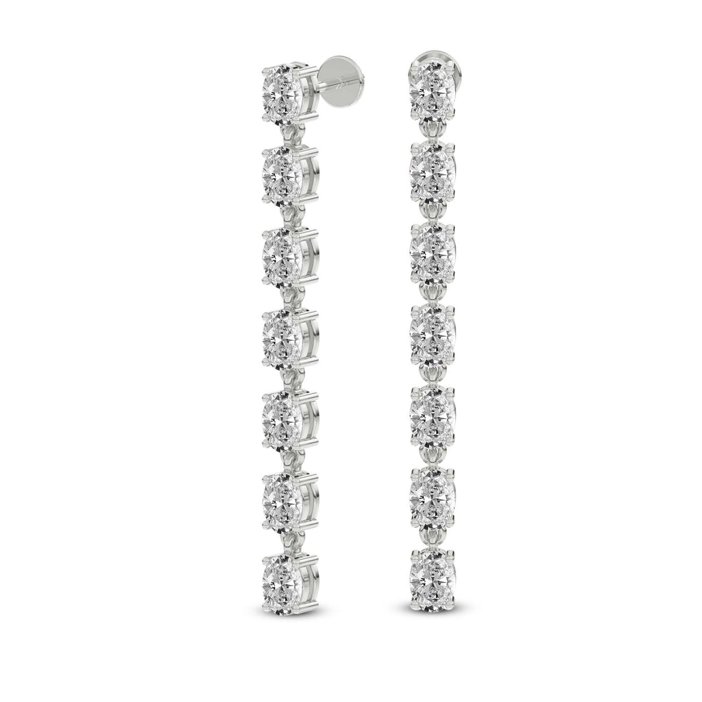 2.1 Carat Oval Grace Line Earrings 14K - White Gold