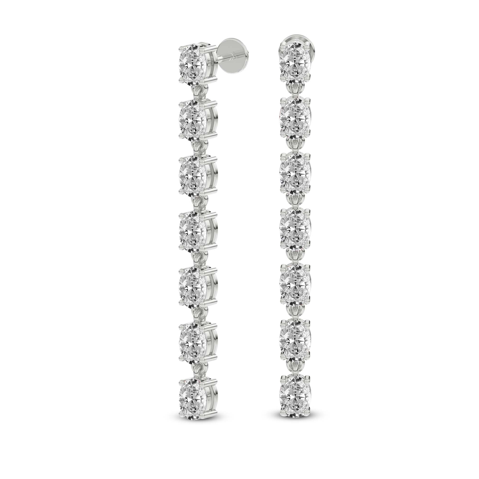 2.1 Carat Oval Grace Line Earrings 14K - White Gold