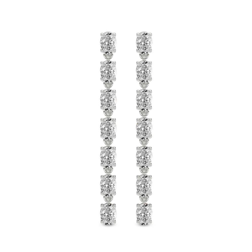 2.1 Carat Oval Grace Line Earrings 14K - White Gold