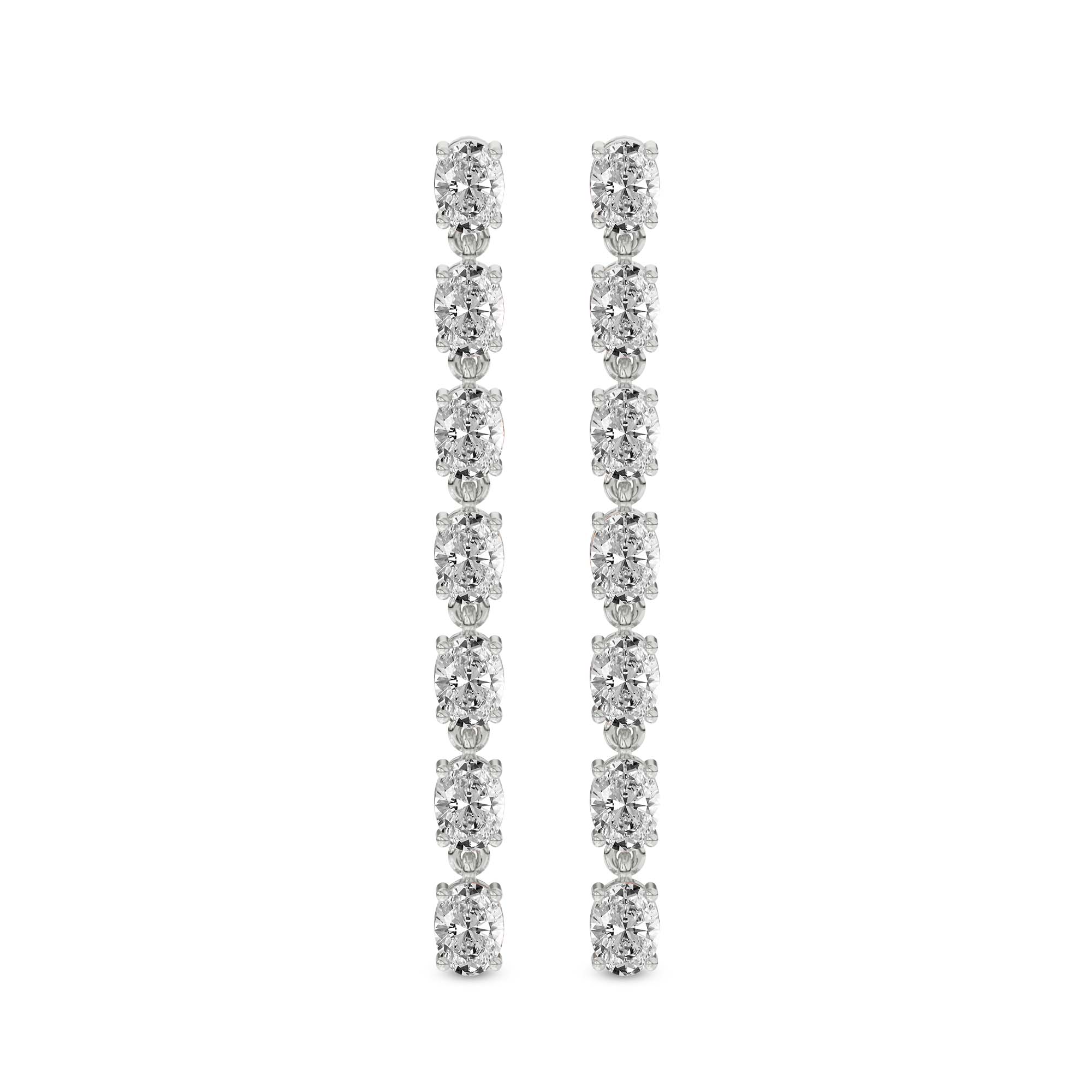 2.1 Carat Oval Grace Line Earrings 14K - White Gold