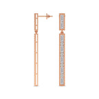 4.05 Carat Baguette Line Dangle Earrings 14K - Rose Gold