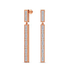 4.05 Carat Baguette Line Dangle Earrings 14K - Rose Gold