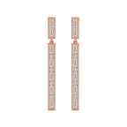 4.05 Carat Baguette Line Dangle Earrings 14K - Rose Gold