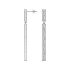 4.05 Carat Baguette Line Dangle Earrings 14K - White Gold