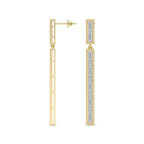 4.05 Carat Baguette Line Dangle Earrings 14K