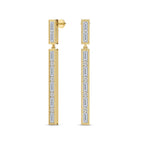 4.05 Carat Baguette Line Dangle Earrings 14K