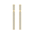 4.05 Carat Baguette Line Dangle Earrings 14K