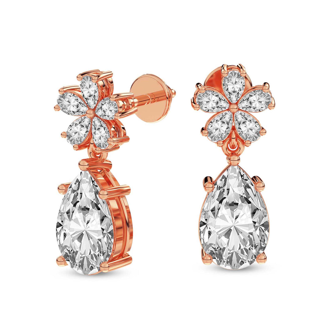 2 Carat Pear Shape Dewdrops Earrings 14K - Rose Gold