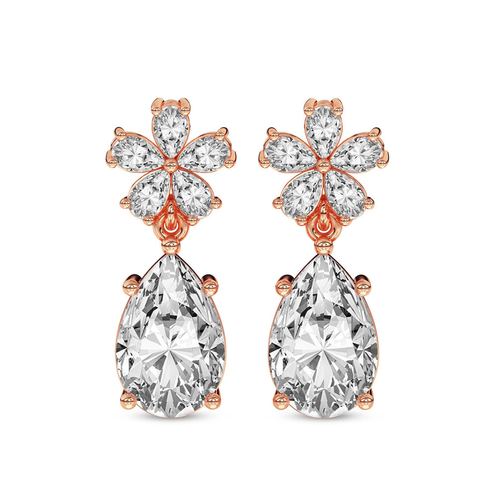 2 Carat Pear Shape Dewdrops Earrings 14K - Rose Gold