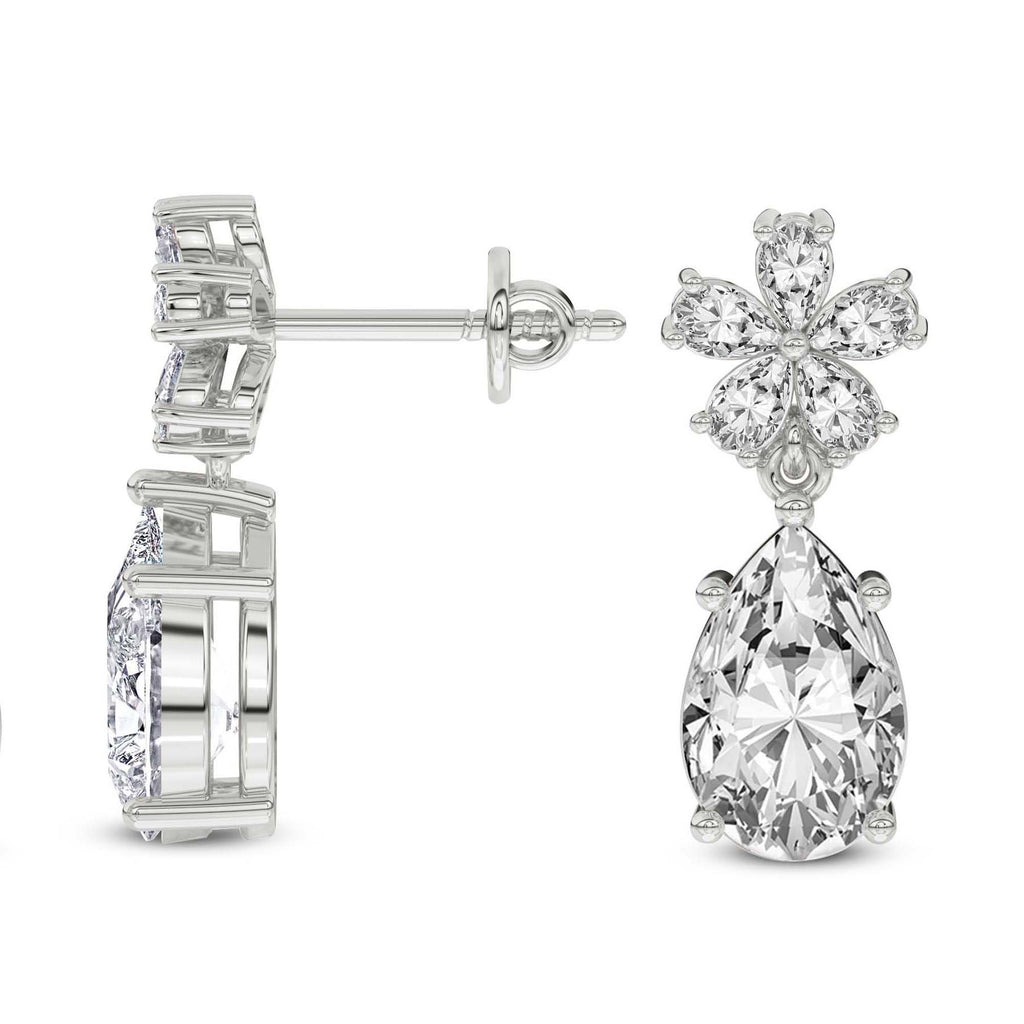 2 Carat Pear Shape Dewdrops Earrings 14K - White Gold