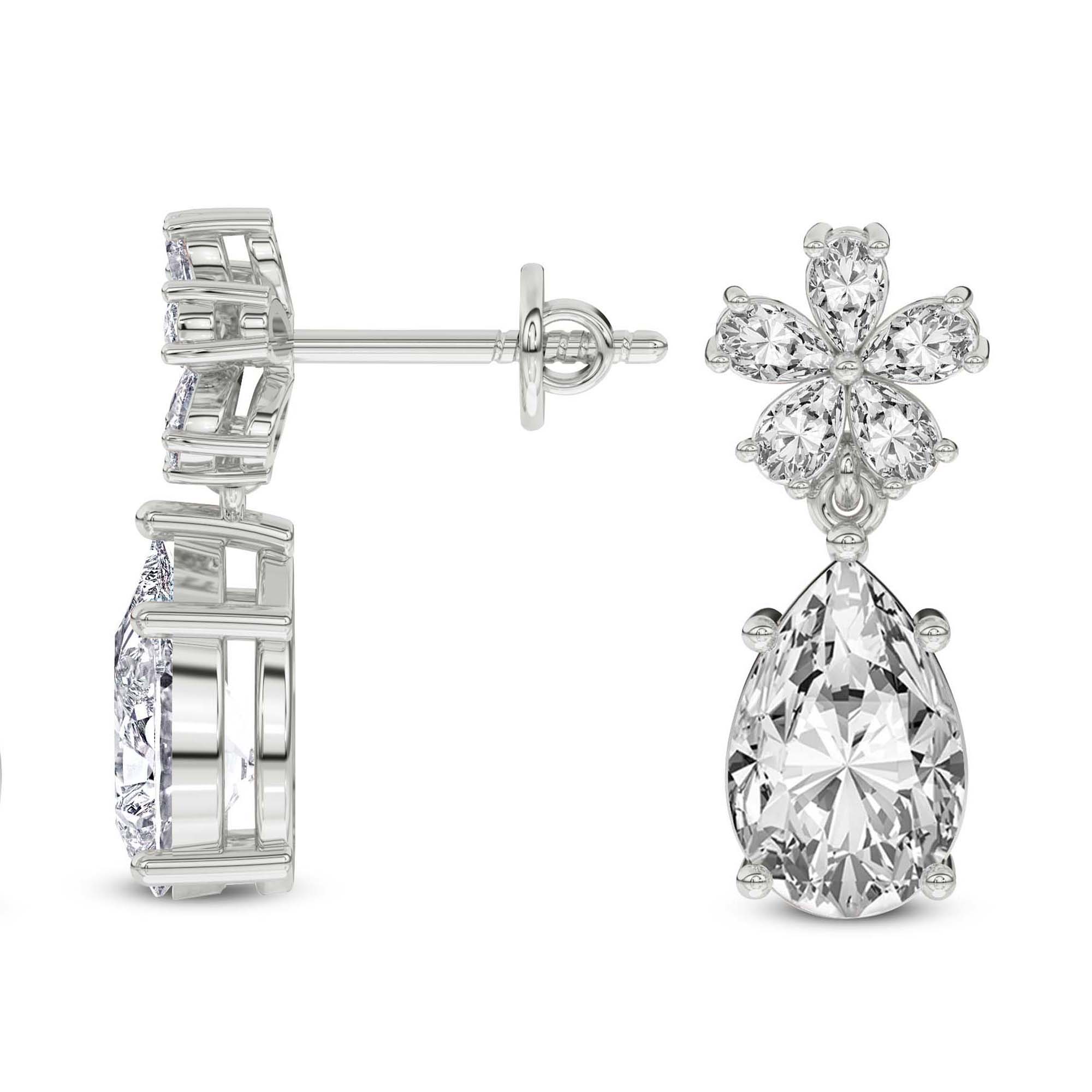2 Carat Pear Shape Dewdrops Earrings 14K - White Gold