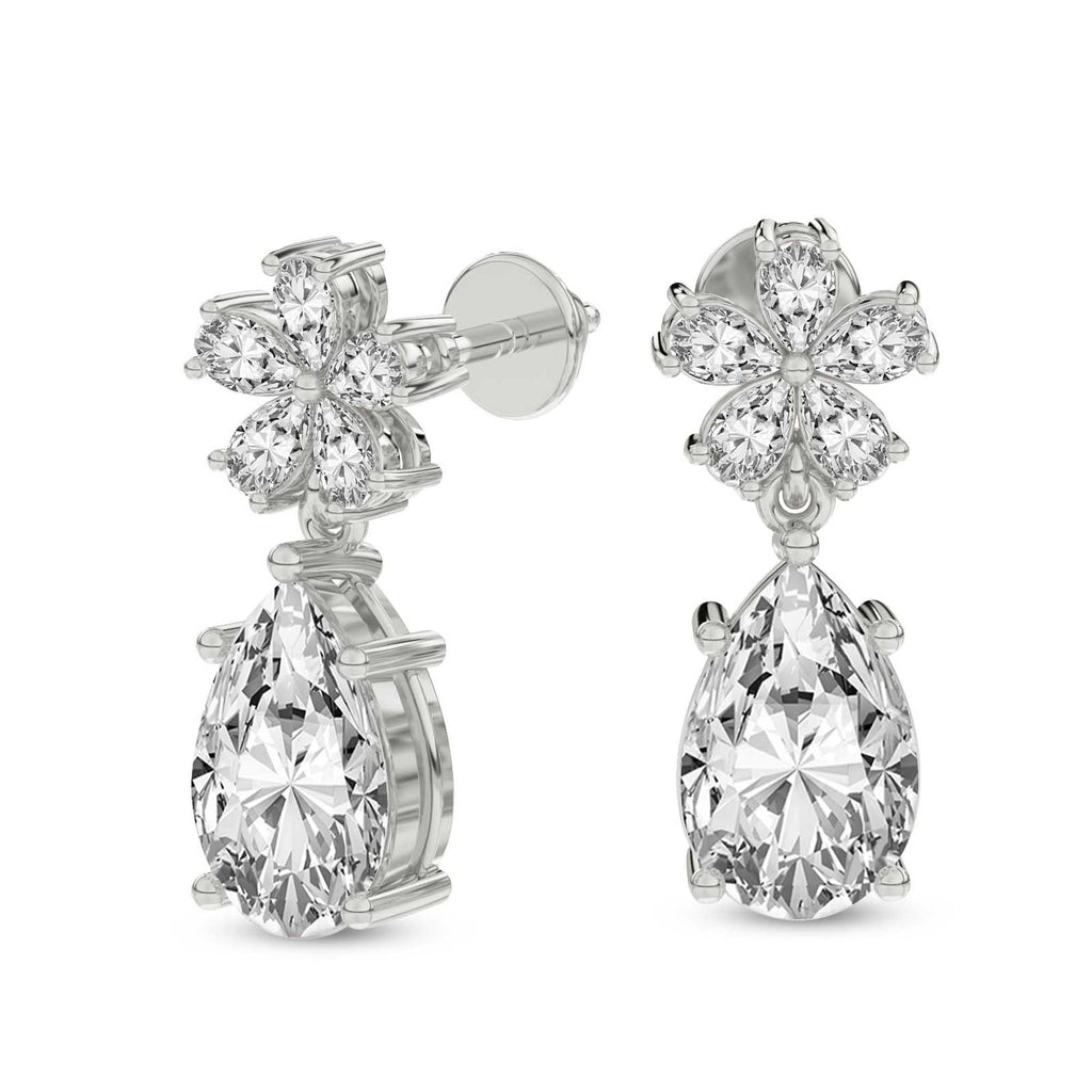 2 Carat Pear Shape Dewdrops Earrings 14K - White Gold
