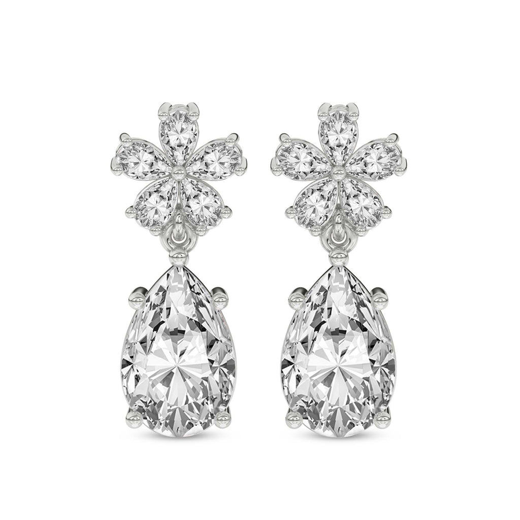 2 Carat Pear Shape Dewdrops Earrings 14K - White Gold
