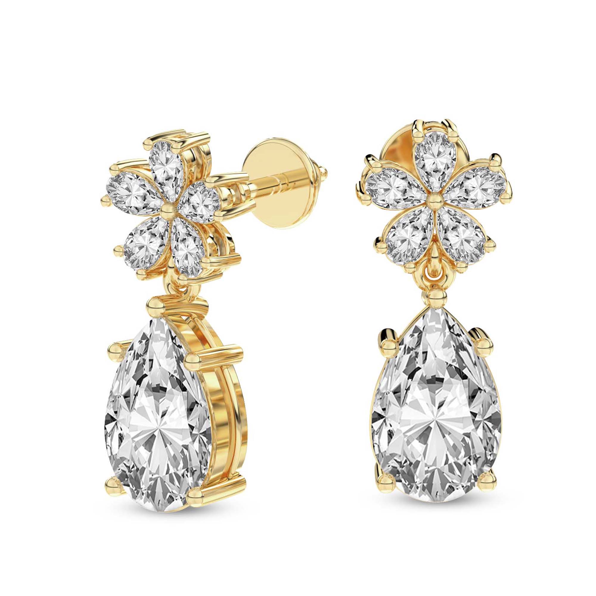 2 Carat Pear Shape Dewdrops Earrings 14K