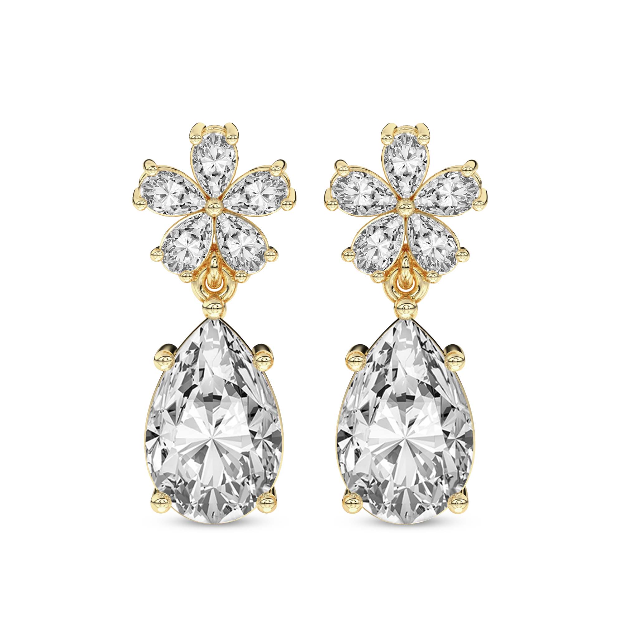 2 Carat Pear Shape Dewdrops Earrings 14K