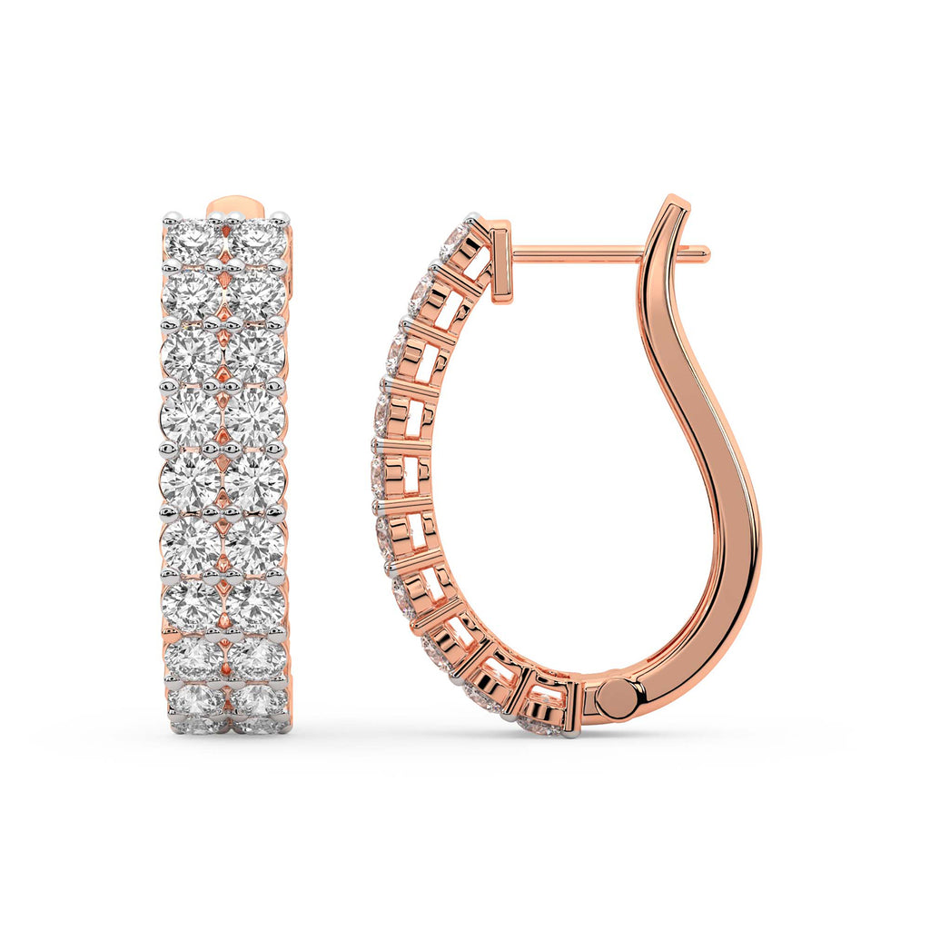1.16 Carat Round Luxe Brilliance Hoops Diamond Earrings 14K - Rose Gold
