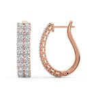 1.16 Carat Round Luxe Brilliance Hoops Diamond Earrings 14K - Rose Gold