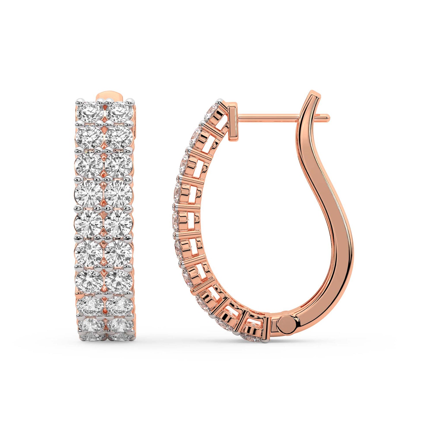 1.16 Carat Round Luxe Brilliance Hoops Diamond Earrings 14K - Rose Gold