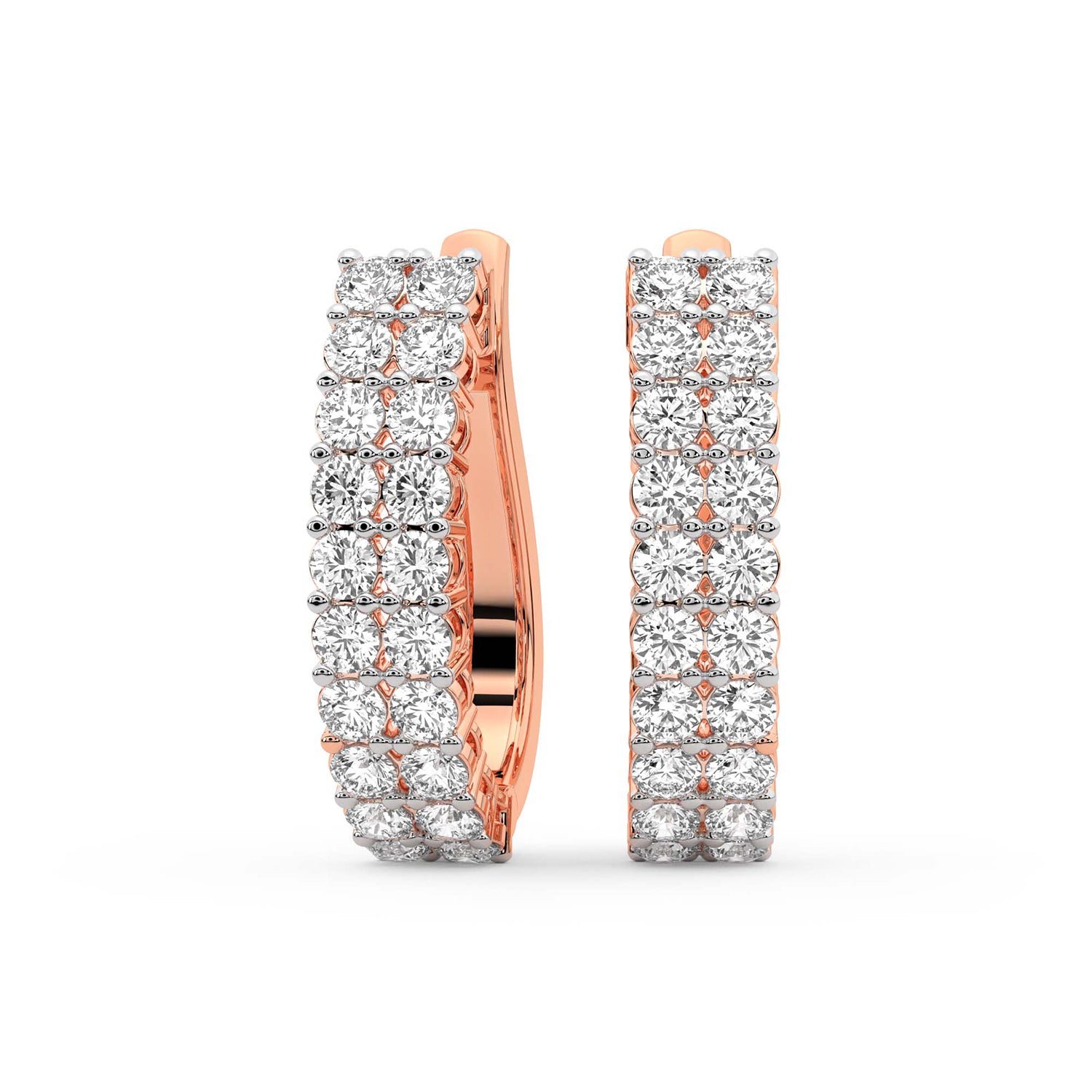 1.16 Carat Round Luxe Brilliance Hoops Diamond Earrings 14K - Rose Gold
