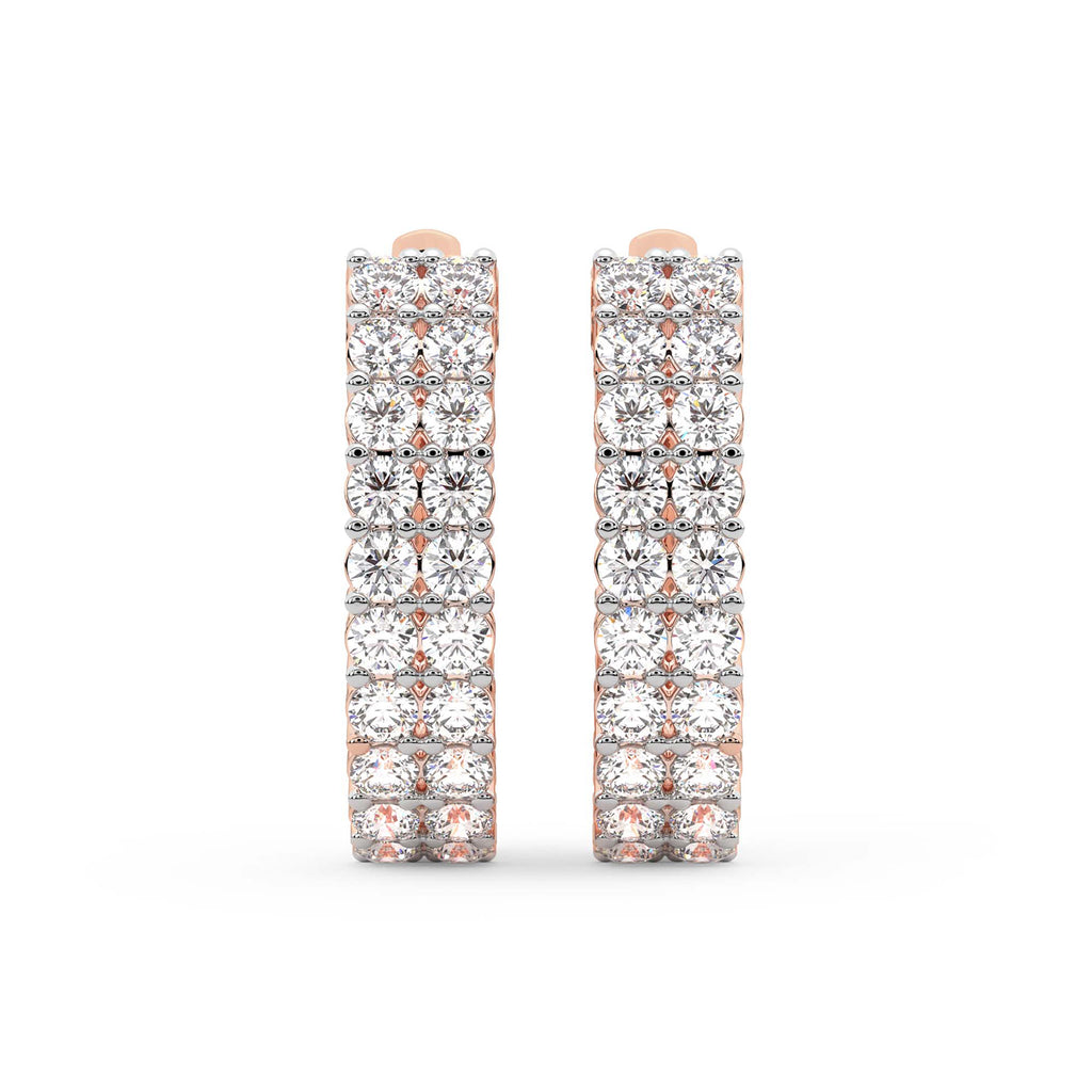 1.16 Carat Round Luxe Brilliance Hoops Diamond Earrings 14K - Rose Gold