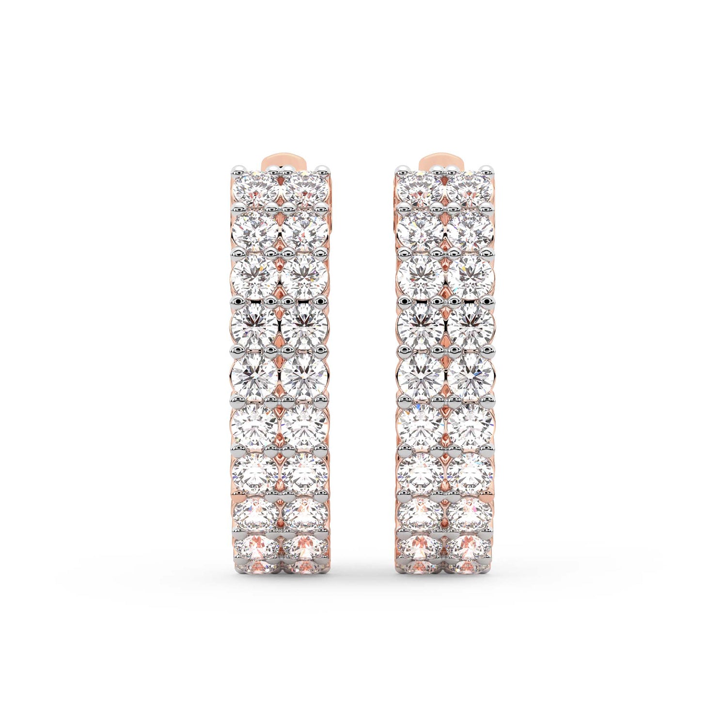 1.16 Carat Round Luxe Brilliance Hoops Diamond Earrings 14K - Rose Gold