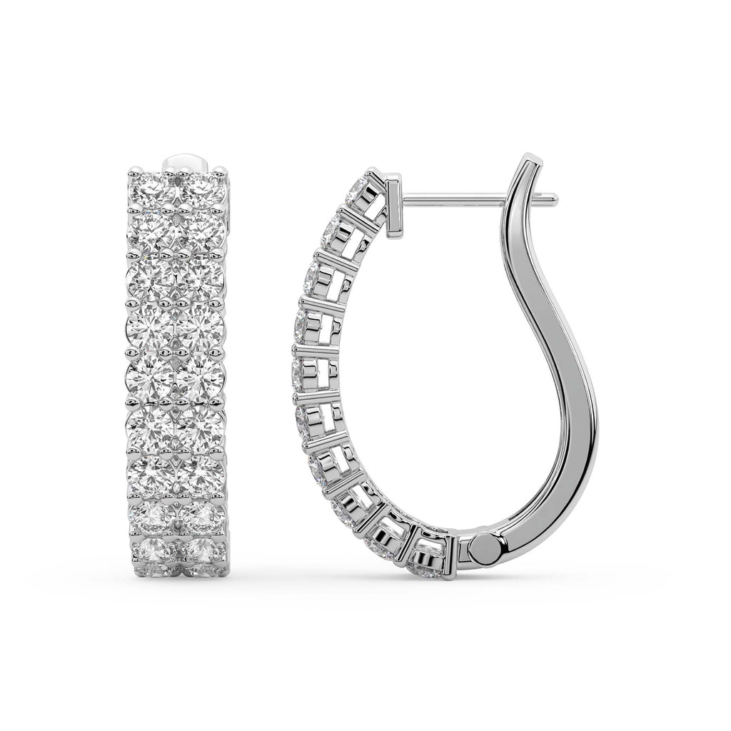 1.16 Carat Round Luxe Brilliance Hoops Diamond Earrings 14K - White Gold