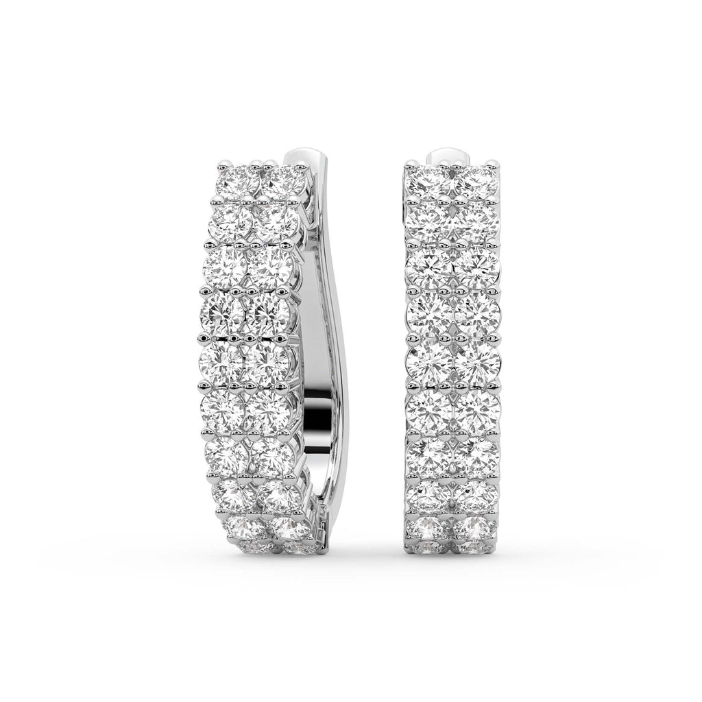 1.16 Carat Round Luxe Brilliance Hoops Diamond Earrings 14K - White Gold