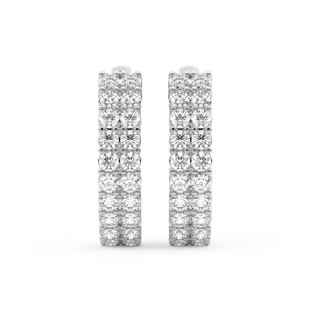 1.16 Carat Round Luxe Brilliance Hoops Diamond Earrings 14K - White Gold