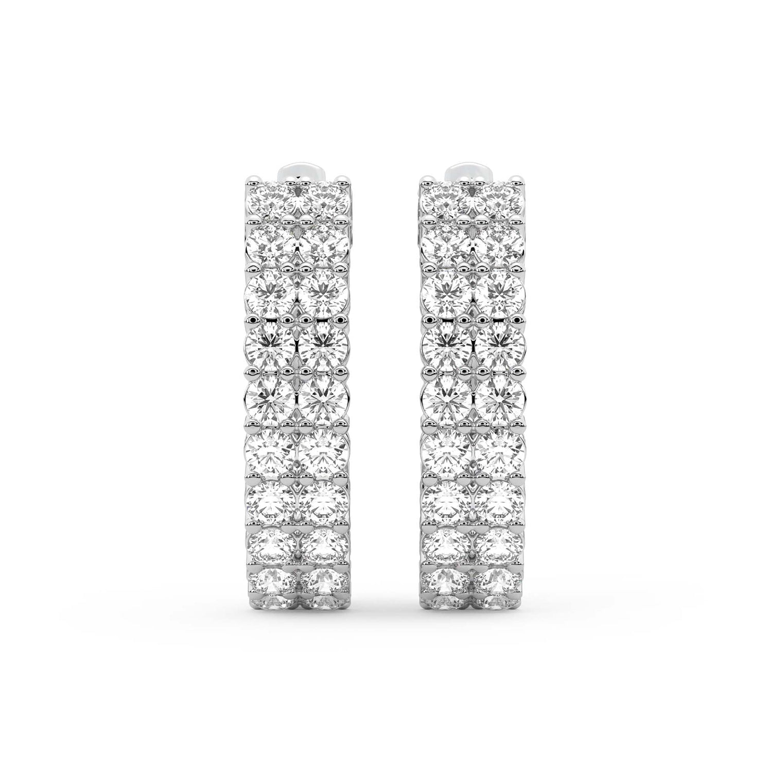 1.16 Carat Round Luxe Brilliance Hoops Diamond Earrings 14K - White Gold
