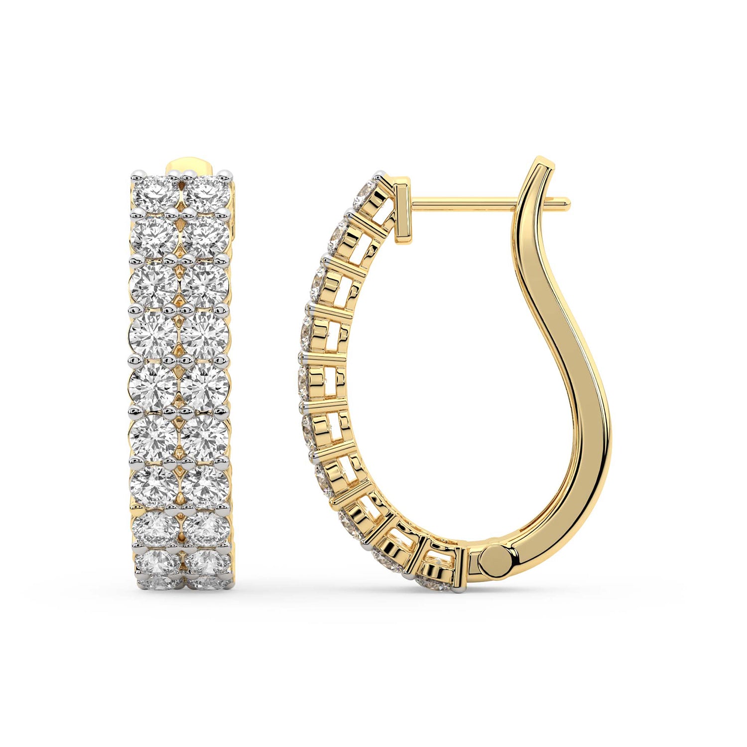 1.16 Carat Round Luxe Brilliance Hoops Diamond Earrings 14K