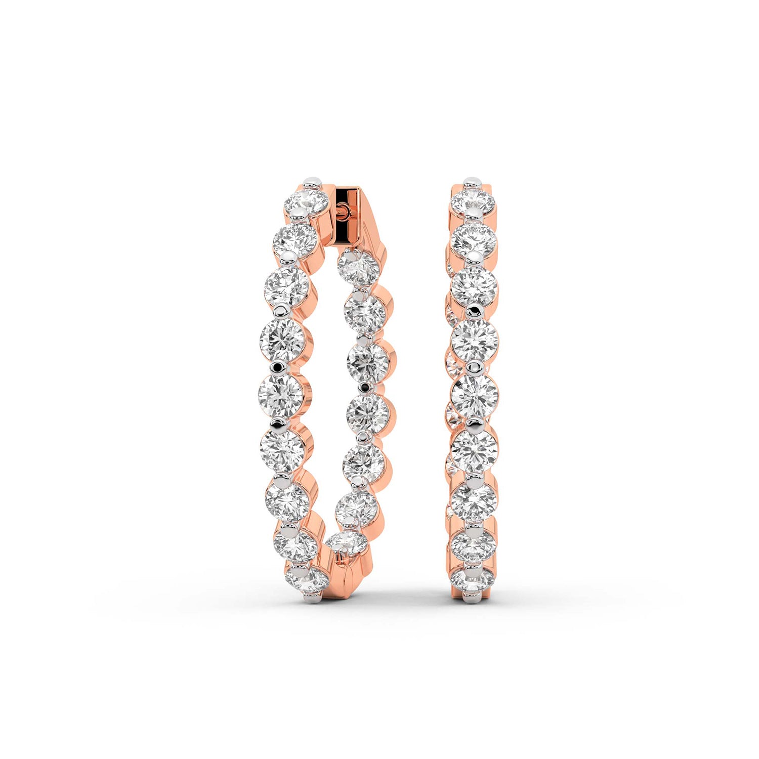4.25 Carat Eternity Glow Hoops Diamond Earrings 14K - Rose Gold