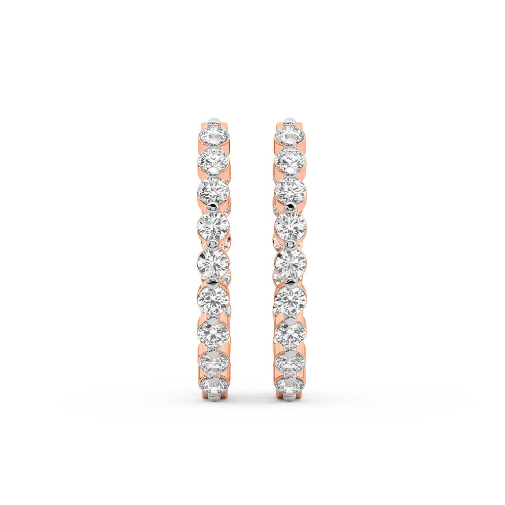 4.25 Carat Eternity Glow Hoops Diamond Earrings 14K - Rose Gold