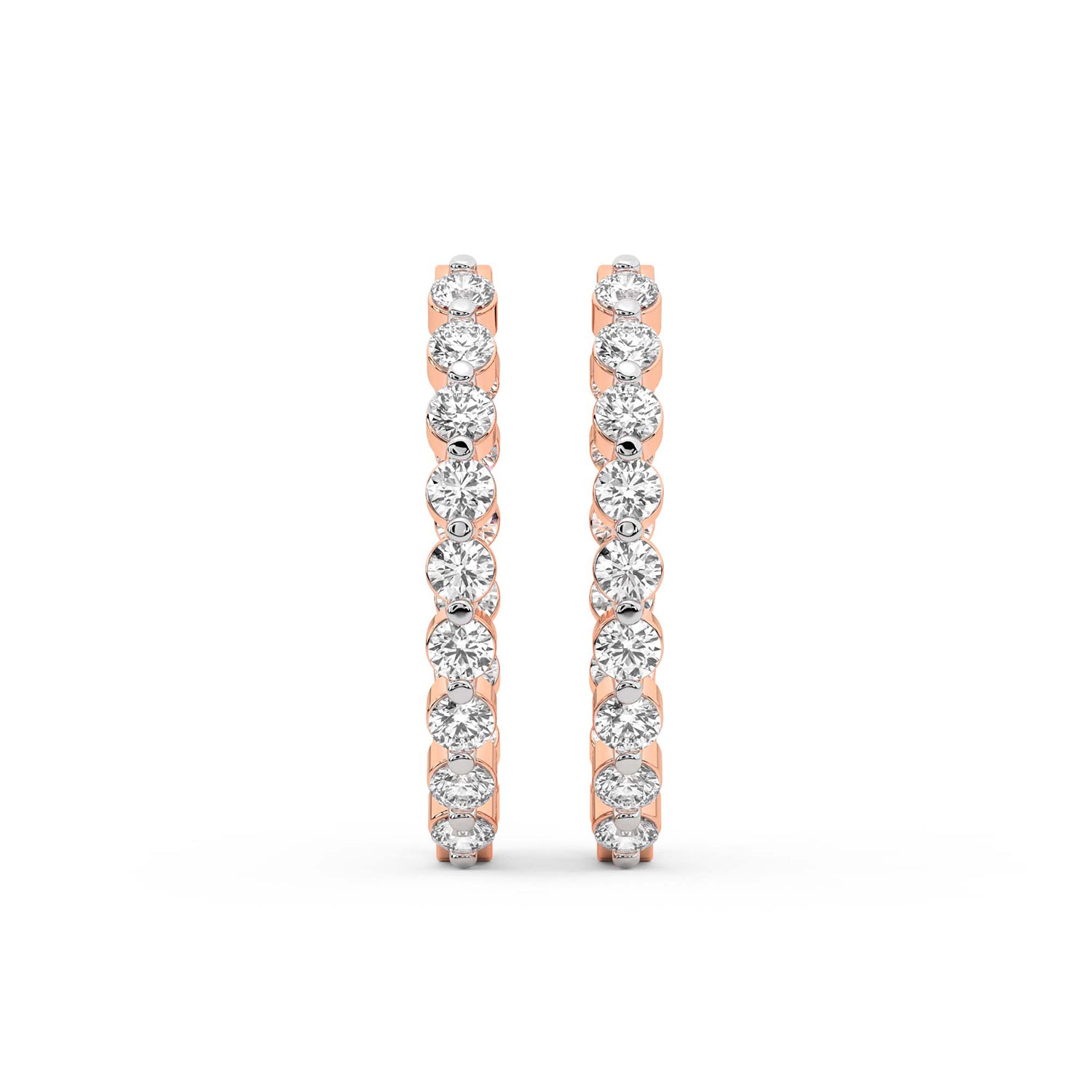 4.25 Carat Eternity Glow Hoops Diamond Earrings 14K - Rose Gold