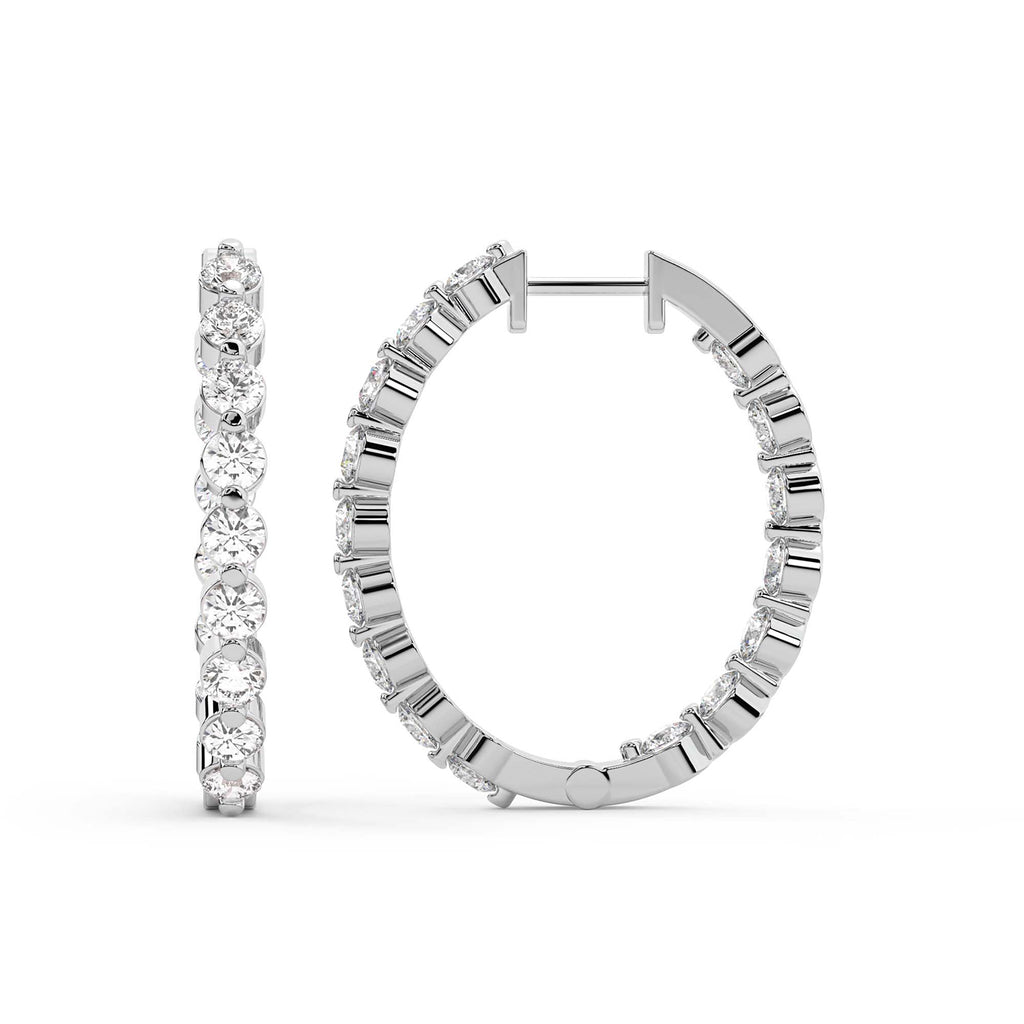 4.25 Carat Eternity Glow Hoops Diamond Earrings 14K - White Gold