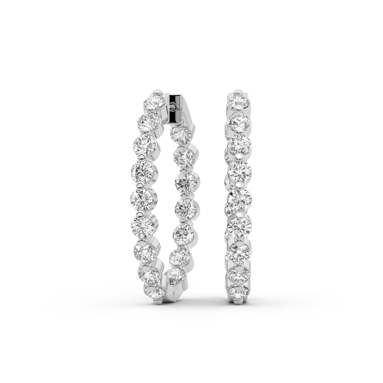 4.25 Carat Eternity Glow Hoops Diamond Earrings 14K - White Gold