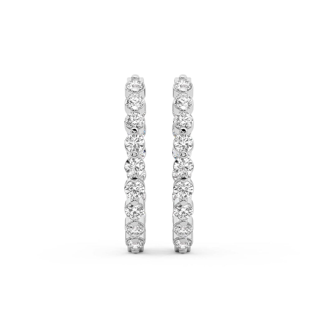 4.25 Carat Eternity Glow Hoops Diamond Earrings 14K - White Gold