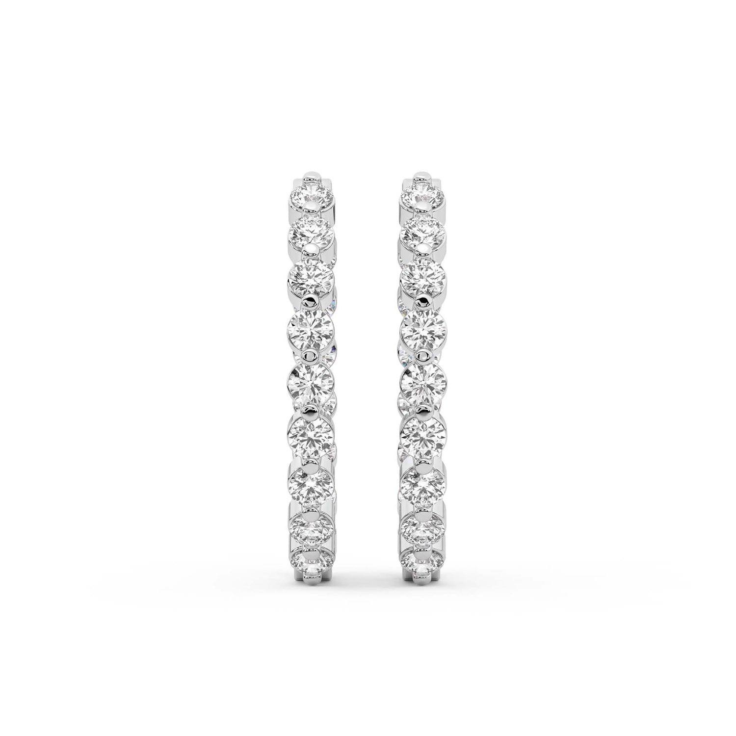 4.25 Carat Eternity Glow Hoops Diamond Earrings 14K - White Gold