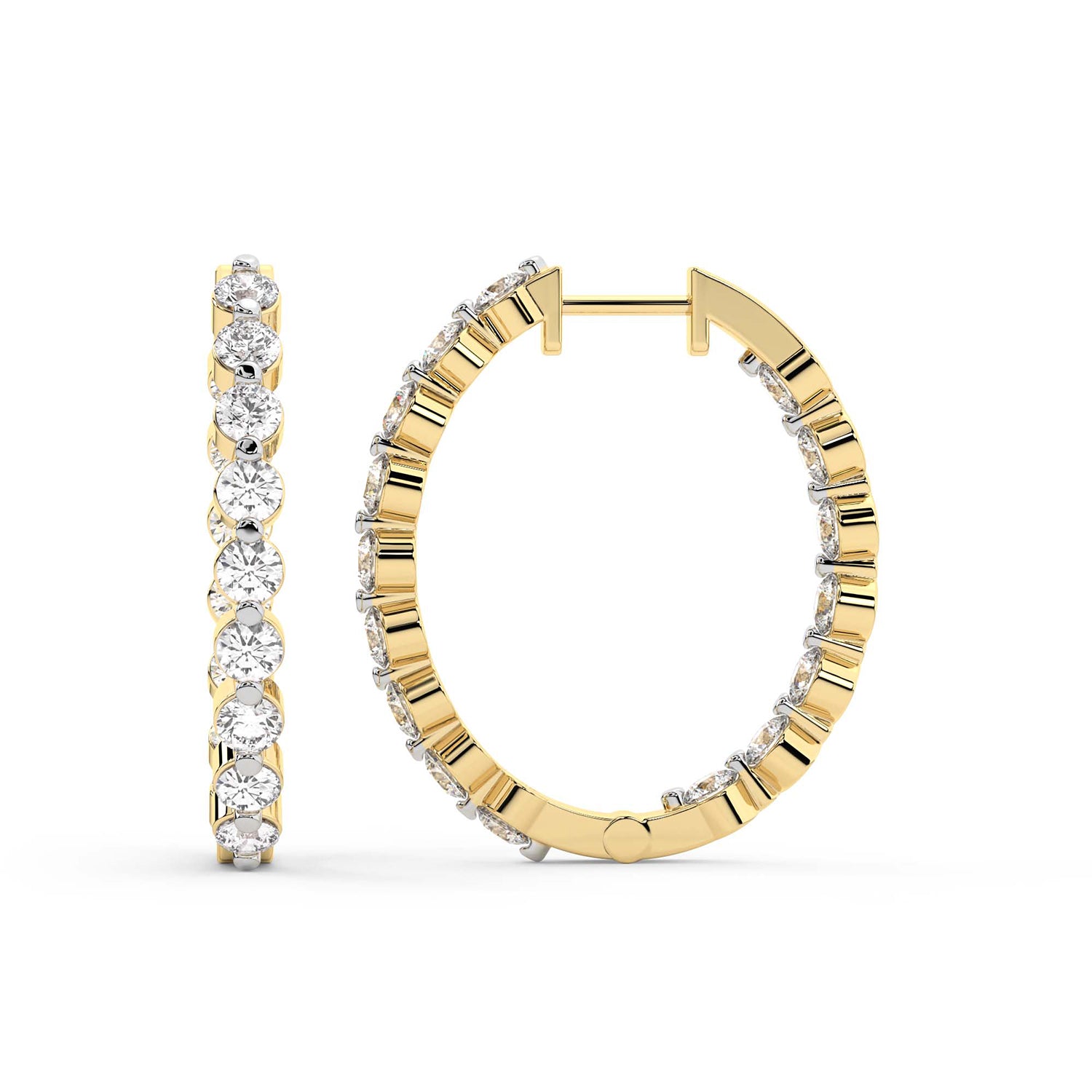 4.25 Carat Eternity Glow Hoops Diamond Earrings 14K