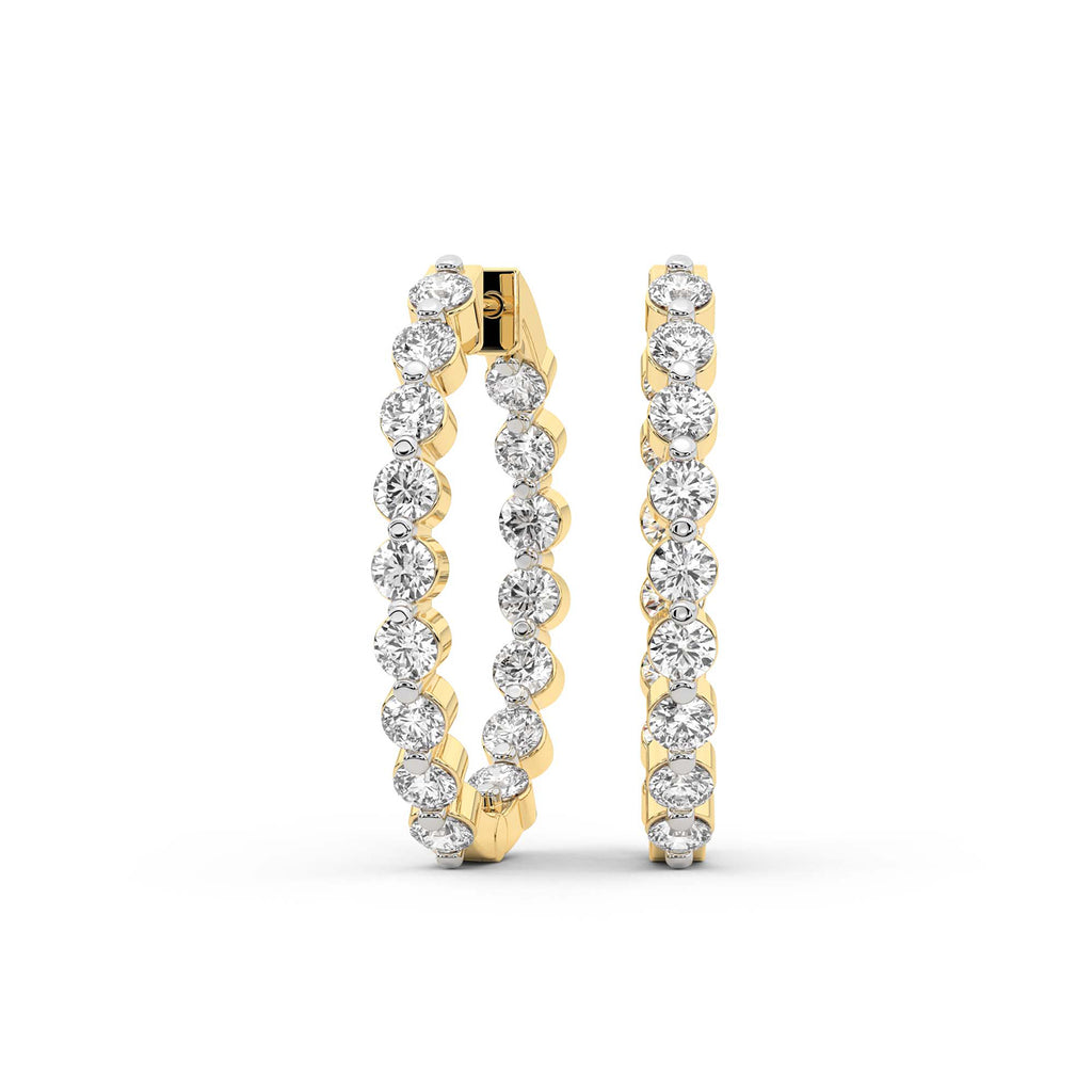 4.25 Carat Eternity Glow Hoops Diamond Earrings 14K