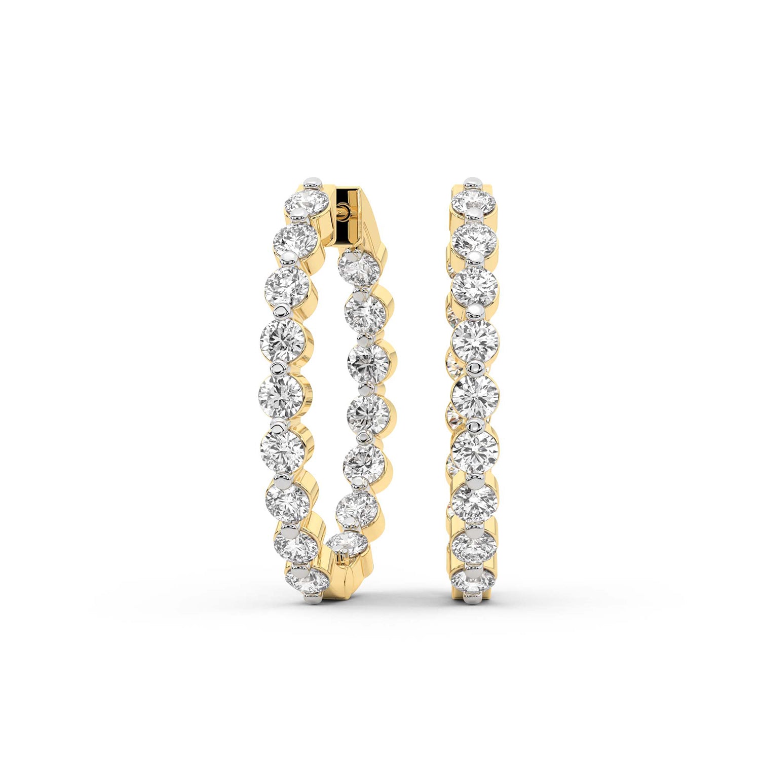 4.25 Carat Eternity Glow Hoops Diamond Earrings 14K