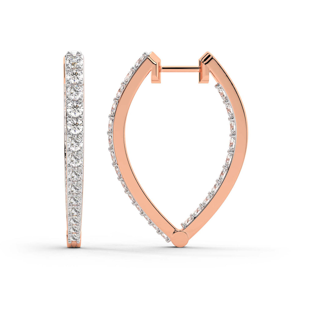 2.17 Carat Round Serenity Spark Hoops Diamond Earrings 14K - Rose Gold