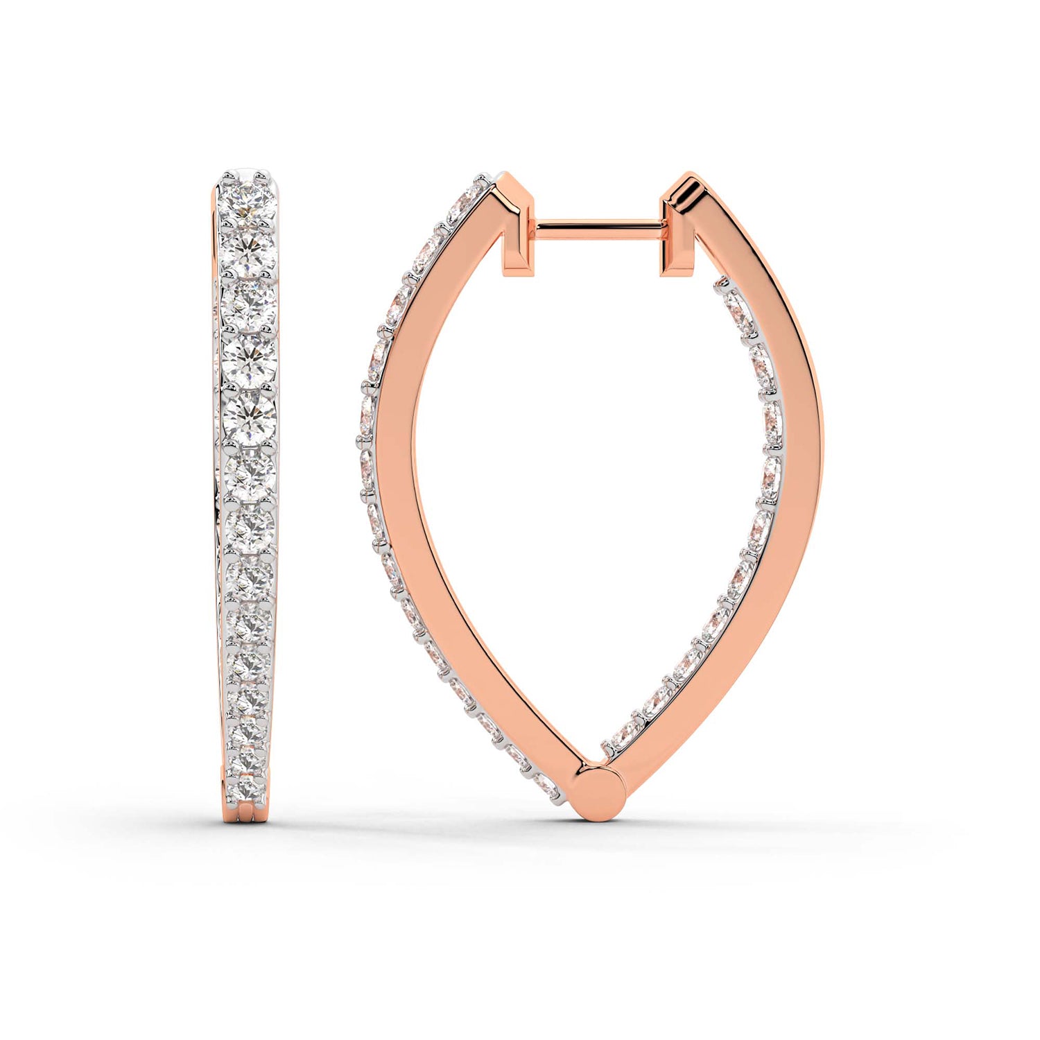 2.17 Carat Round Serenity Spark Hoops Diamond Earrings 14K - Rose Gold