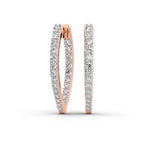 2.17 Carat Round Serenity Spark Hoops Diamond Earrings 14K - Rose Gold
