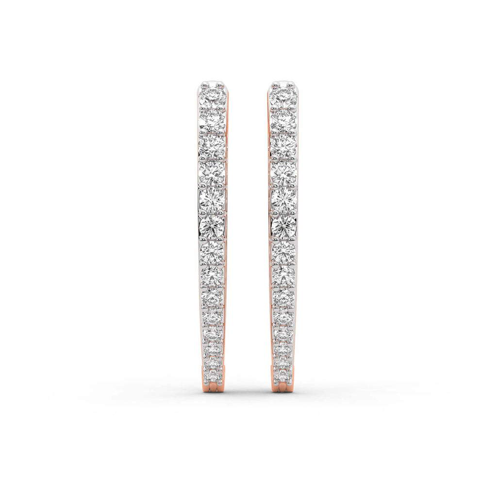 2.17 Carat Round Serenity Spark Hoops Diamond Earrings 14K - Rose Gold