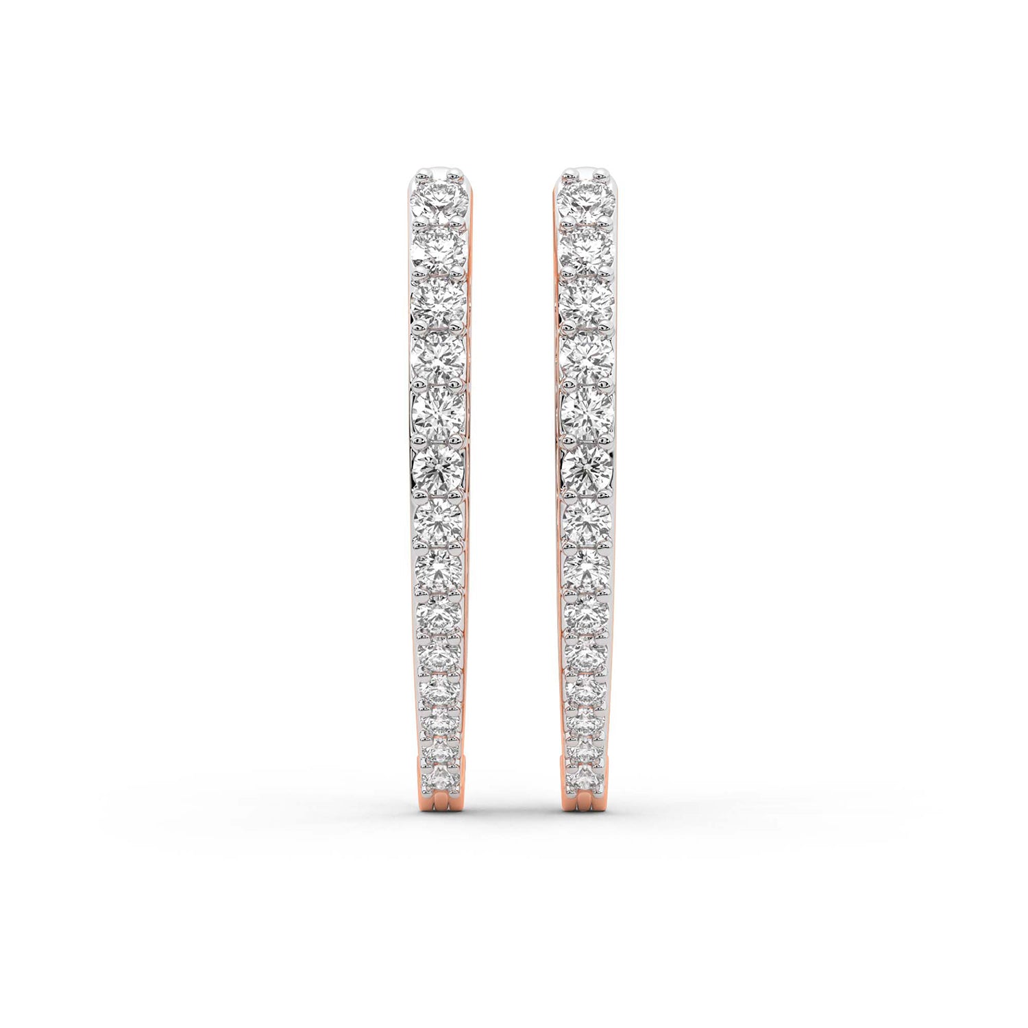 2.17 Carat Round Serenity Spark Hoops Diamond Earrings 14K - Rose Gold