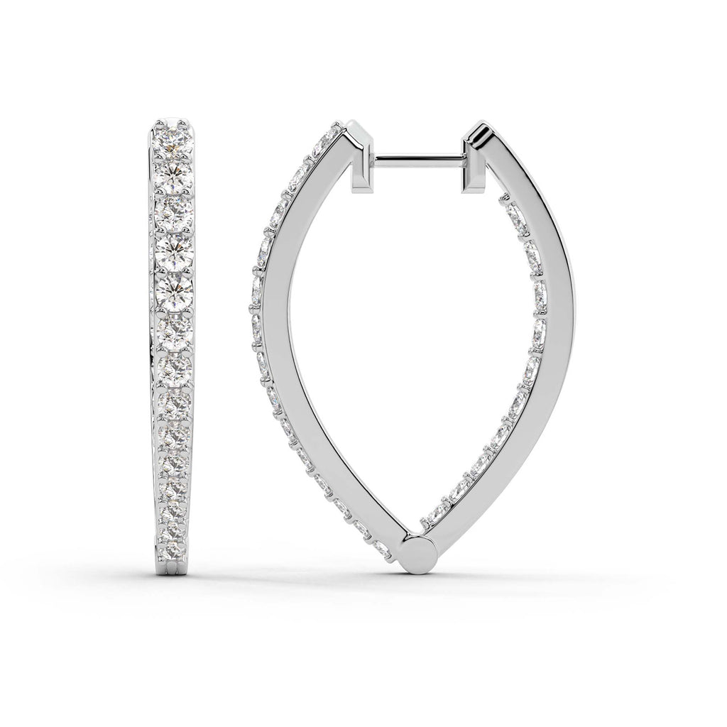 2.17 Carat Round Serenity Spark Hoops Diamond Earrings 14K - White Gold