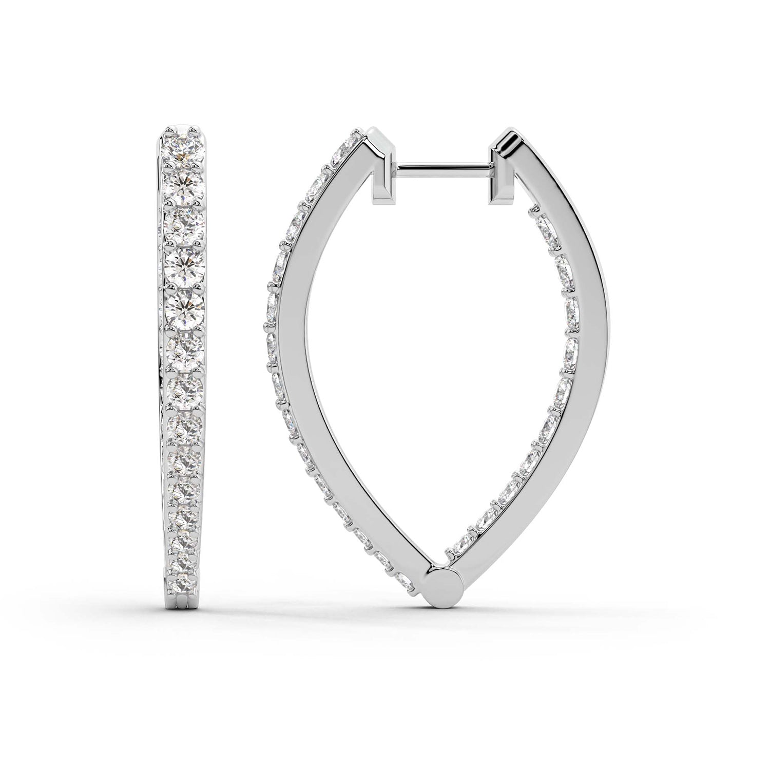 2.17 Carat Round Serenity Spark Hoops Diamond Earrings 14K - White Gold